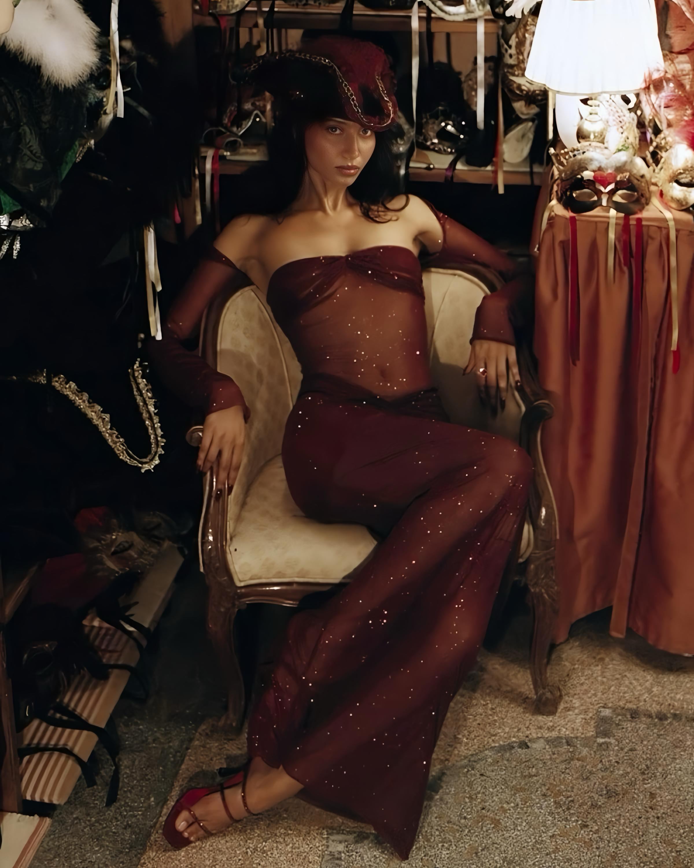 Mirror Palais Starlite Dress in Burgundy