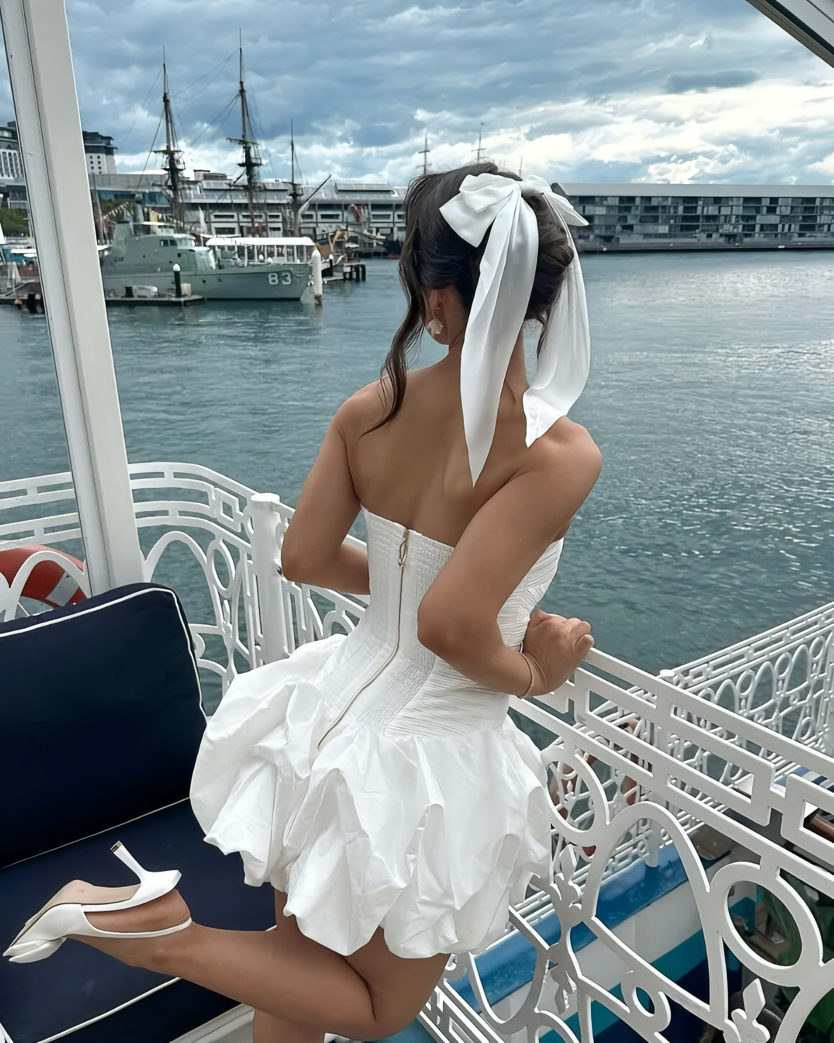 Aje Bubble Hem White Mini Dress