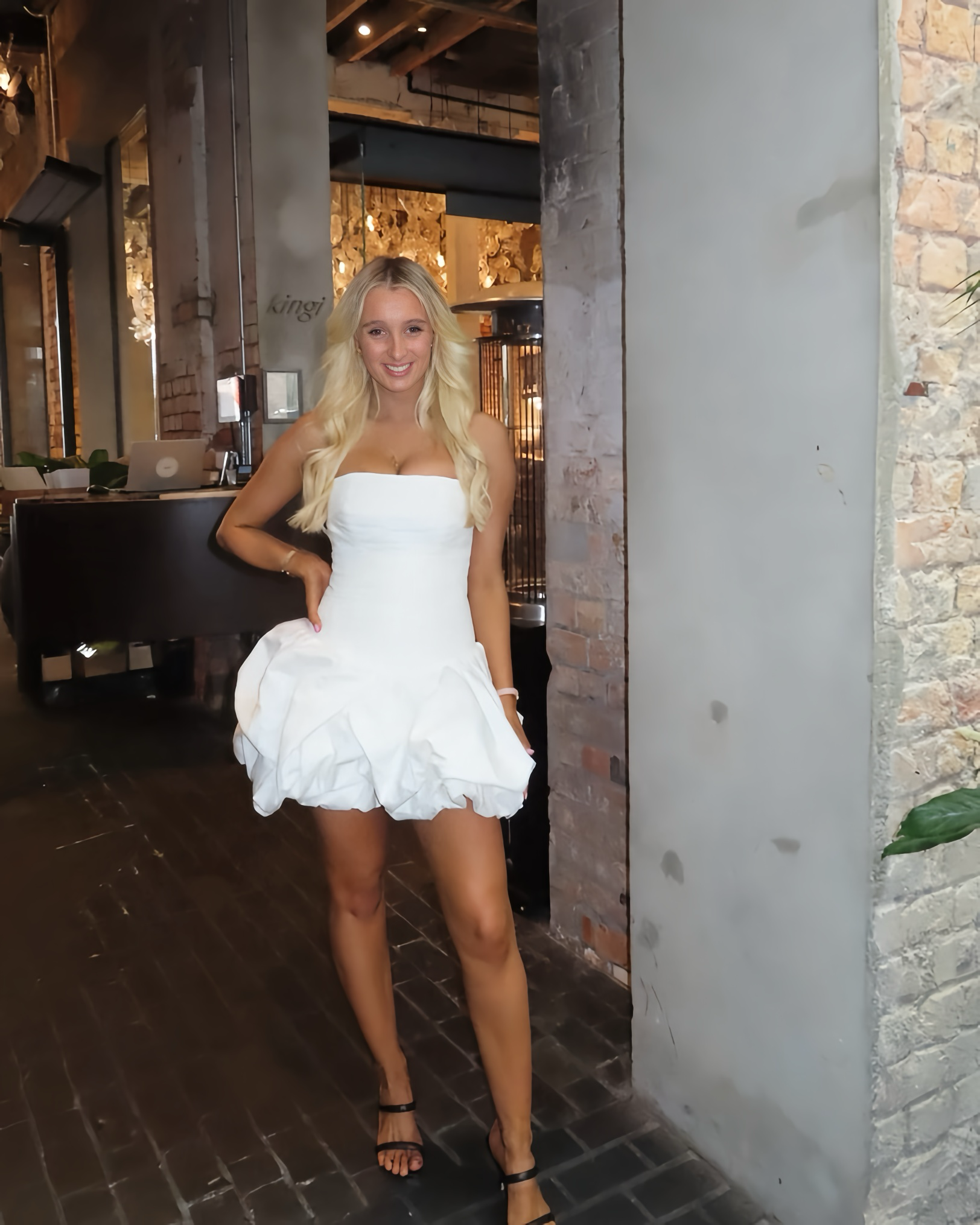 Aje Bubble Hem White Mini Dress