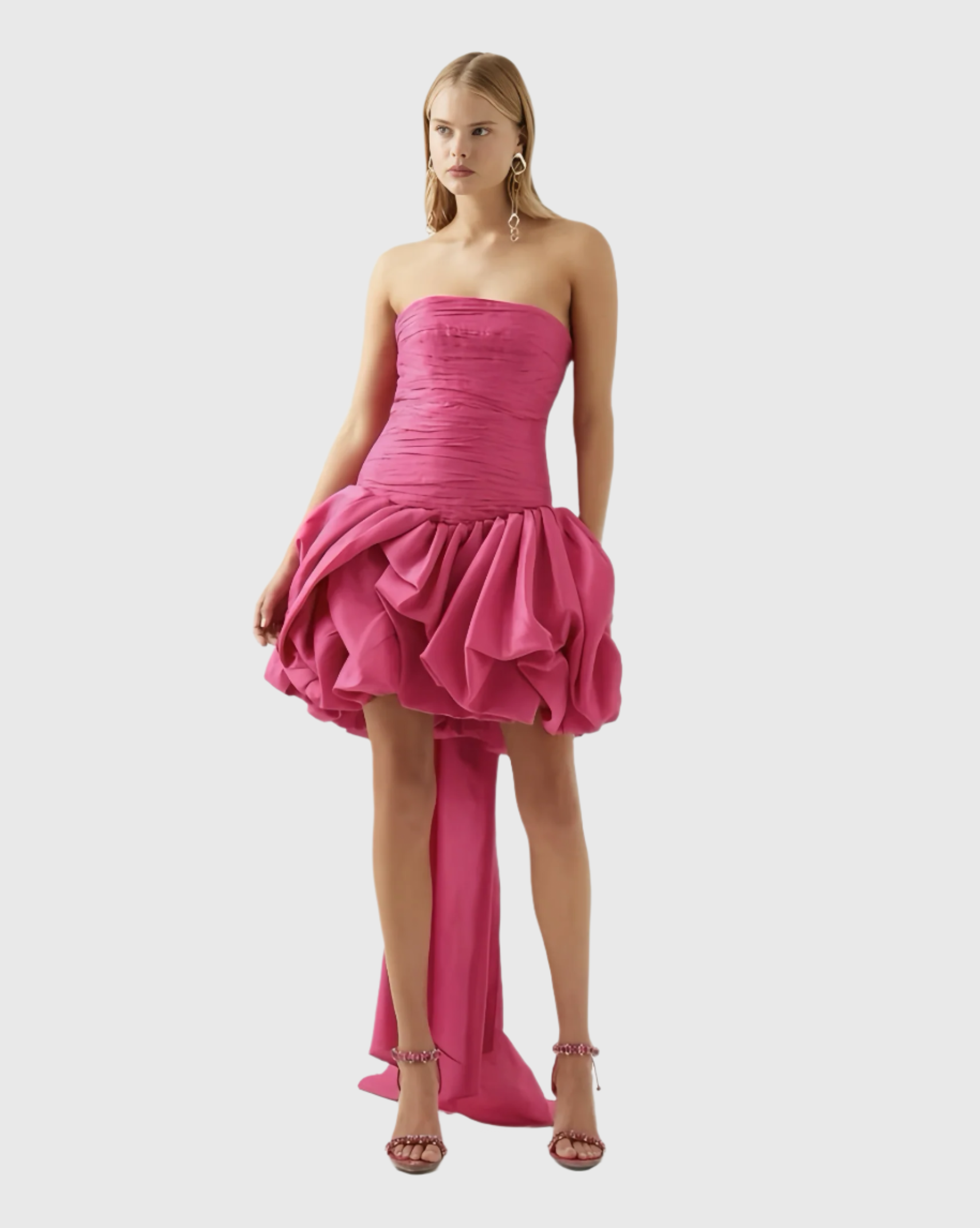 Aje Piacere Bubble Hem Pink Mini Dress