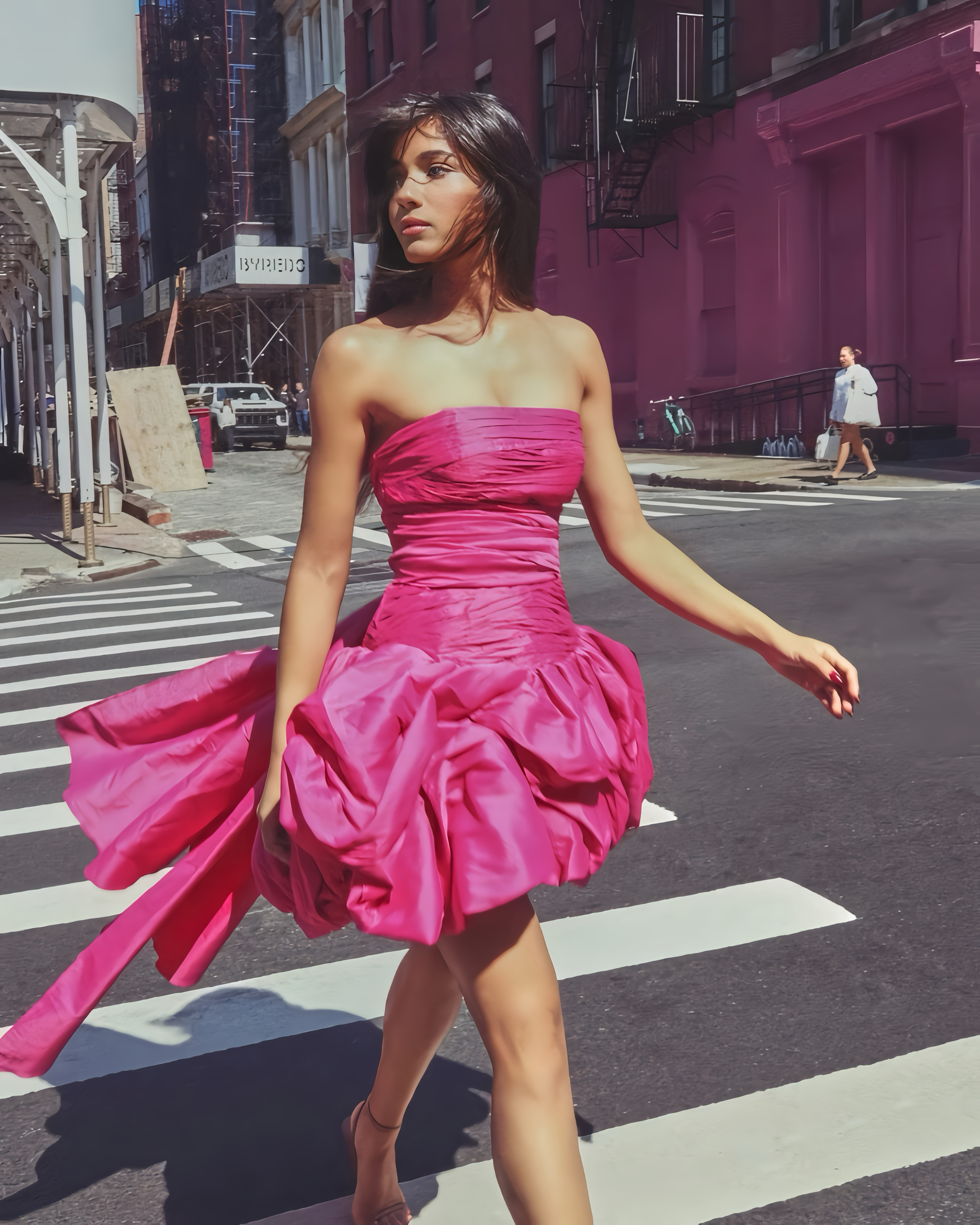 Aje Piacere Bubble Hem Pink Mini Dress